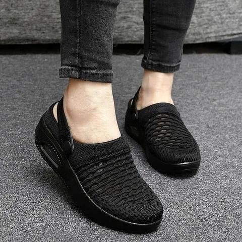 👟 Women's Air Cushion Slip-On Walking Shoes – Bouncy & Breathable 😊