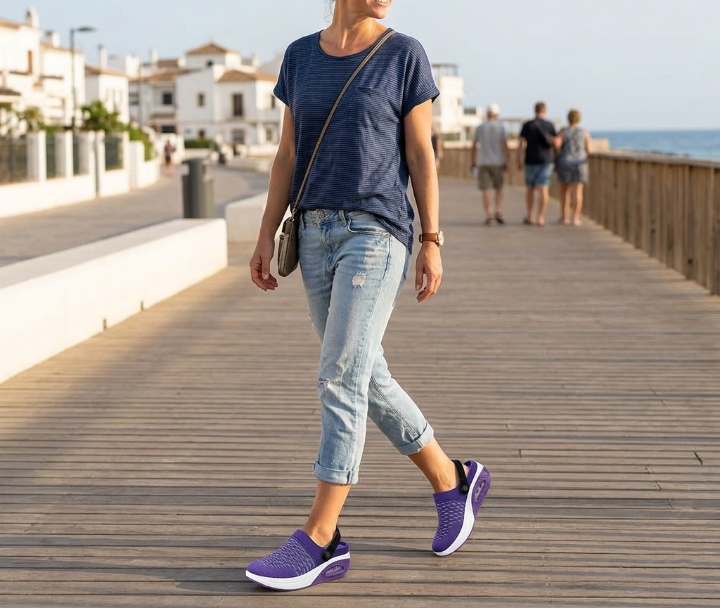 👟 Women's Air Cushion Slip-On Walking Shoes – Bouncy & Breathable 😊